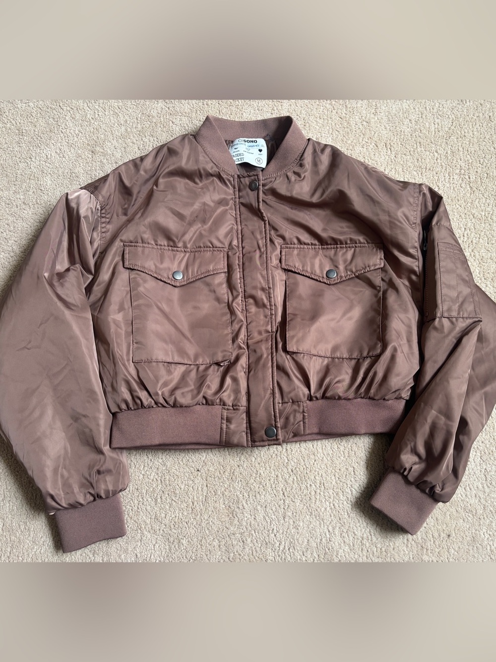 Ci Sono Brown Cropped Bomber Jacket Lightweight Fall Coat Medium